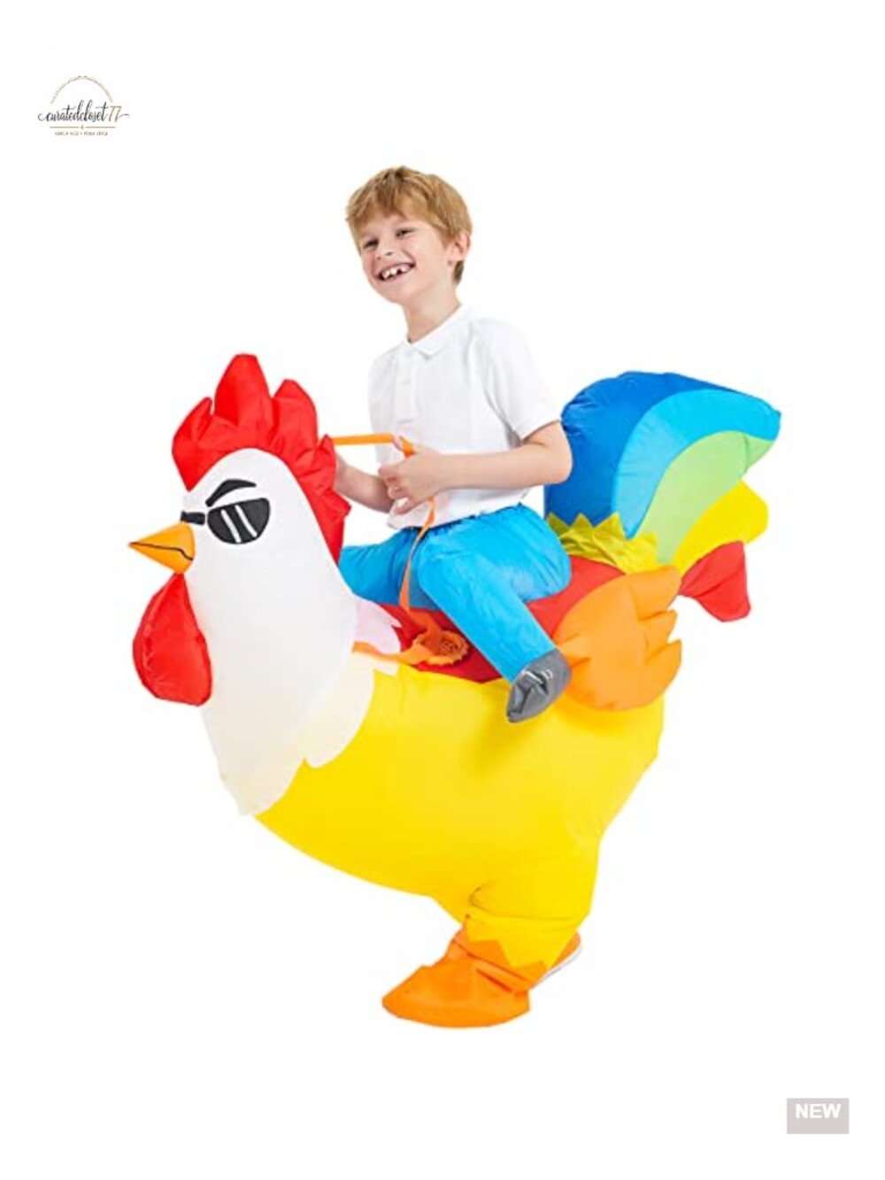 Kids Inflatable Chicken Costume Blow Up Suit Halloween Polyester